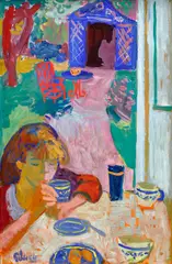 Antonín Pelc, In the Garden, 1954, oil tempera on canvas