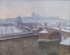 Václav Jansa, View of Hradčany in Winter, circa 1908, oil on canvas