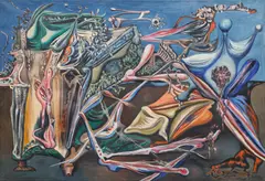 František Janoušek, Landscape with a Red Lamp, 1937, oil on canvas