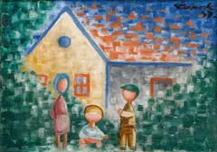 Josef Čapek, Children and a House, 1931, oil on canvas