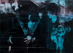 Josef Bolf, Playground, 2018, mixed media (oil, ink, wax) on canvas