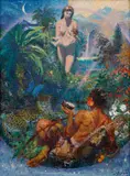 Zdeněk Burian, The Most Beautiful Planet, 1963, oil on canvas