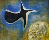 Ota Janeček, Bird, 1969, oil on canvas