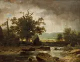 Adolf Chwala, Stream, second half of the 1870s, oil on wood panel