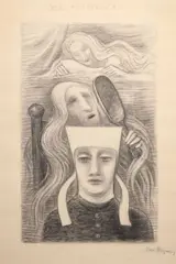 Jan Zrzavý, A Cage of Deranged, circa 1957, charcoal on paper