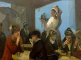 Karel Souček, In a Café, 1954, mixed media (oil, enamel) on canvas