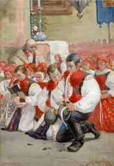 Joža Uprka, Worship in the Church, 1890, oil on canvas