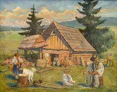 Jan Hála, Sheep Shelter in Važec, 1931, oil on canvas