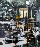 Michal Mráz, BBQ 2, 2019, mixed media (oil, acrylic, asphalt) on canvas