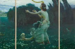 Young Woman with a Harp by Tavík František Šimon, 1898-1899, oil on canvas, sold May 2024