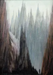 František Kobliha, Wayfarer in a Mysterious Landscape, circa 1915, oil on canvas