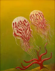 František Muzika, Jellyfish IX, 1972, mixed media (oil, tempera) on canvas laid down on a board