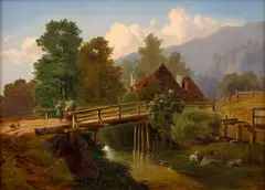 Vojtěch Brechler, Landscape with Blooming Elderberry Bush, 1852, oil on canvas