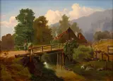 Vojtěch Brechler, Landscape with Blooming Elderberry Bush, 1852, oil on canvas