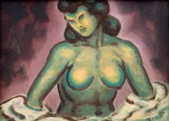 František Drtikol, Female Nude, 5. 9. 1945, oil on cardboard