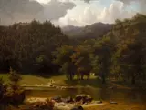 Adolf Chwala, Poledne v údolí Sázavy (Noon in the Sázava valley), 1858, oil on canvas