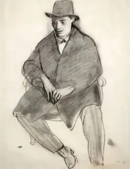 Georges Kars, Self-Portrait, 1925, mixed media (charcoal, watercolor) on paper