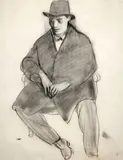 Georges Kars, Self-Portrait, 1925, mixed media (charcoal, watercolor) on paper