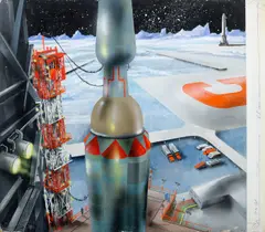 Teodor Rotrekl, Six Days on Luna 1, before 1963, mixed media (gouache, tempera) on cardboard