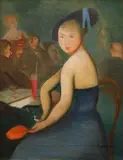 Rudolf Kremlička, In the Café, 1925, oil on canvas