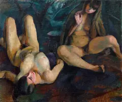 Alfred Justitz, Two Young Women, circa 1919, oil on canvas