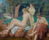 Tavík František Šimon, Three Young Women by a Brook