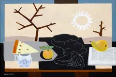 Arnošt Paderlík, A Break in the Studio, 1986, acrylic on hardboard
