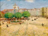 Stanislav Lolek, The Square in Telč, circa 1910, oil on cardboard