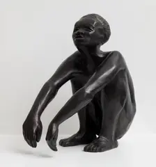 Bedřich Stefan, Sitting Black Man, 2021, bronze