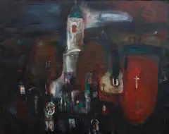 Josef Jira, The Church in Jenišovice (Autumn Landscape), 1965, oil on canvas