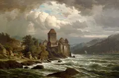 Adolf Chwala, Chillon Castle on Lake Geneva, 1885–1890, oil on canvas