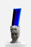 Lukáš Novák, Vertical Blue, 2024, object (crushed glass, silica sand, resin, hand-cut glass)