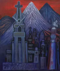 Jaroslav Róna, Cathedral in the Mountains, 2023, oil on canvas