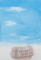 Jiří Anderle, Azure, Moon, Muse, 2023, mixed media (oil, pencil) on canvas