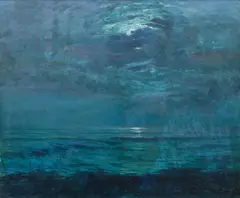 Antonín Hudeček, Moon above the Sea, 1902, oil on canvas