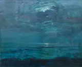 Antonín Hudeček, Moon above the Sea, 1902, oil on canvas