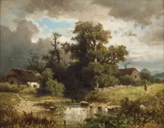 Adolf Chwala, Landscape before the Storm, circa 1890, oil on wood panel