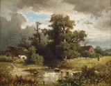 Adolf Chwala, Landscape before the Storm, circa 1890, oil on wood panel