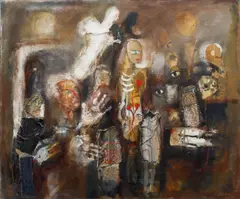 Josef Jira, The Healer from Batňovice, 1987–1989, mixed media (oil, collage) on canvas