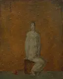Bohumil Žemlička, Pierrot, 1960s, mixed media (oil, putty, encaustic, enamel) on canvas