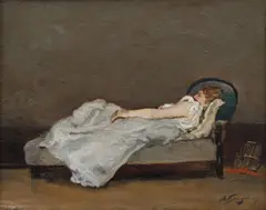 Paul Gauguin, Mette Asleep on a Sofa, circa 1875, oil on canvas