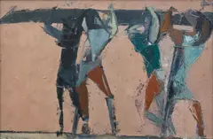 Adriena Šimotová, Carrying the Boats, 1961, oil on cardboard
