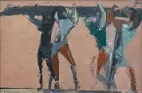 Adriena Šimotová, Carrying the Boats, 1961, oil on cardboard