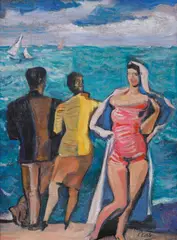 Pravoslav Kotík, In a Port, 1927, oil on canvas laid down on cardboard