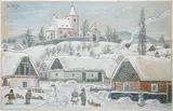 Josef Lada, Winter in Hrusice, 1942, gouache on paper