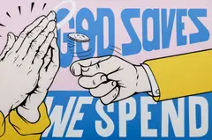 Pasta Oner, God Saves We Spend, 2018, acrylic on canvas