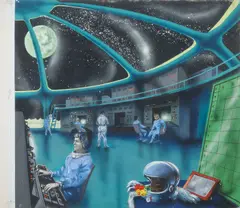 Teodor Rotrekl, Luna 1 Space Station, before 1963, mixed media (gouache, tempera) on cardboard
