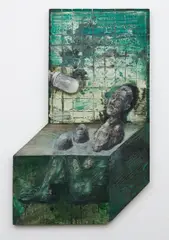 Michael Rittstein, Bath, 1976, mixed media (oil, sand) on hardboard