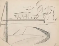Railway Bridge by Josef Šíma, 1920, charcoal on paper, sold Nov 2024
