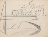 Josef Šíma, Railway Bridge, 1920, charcoal on paper